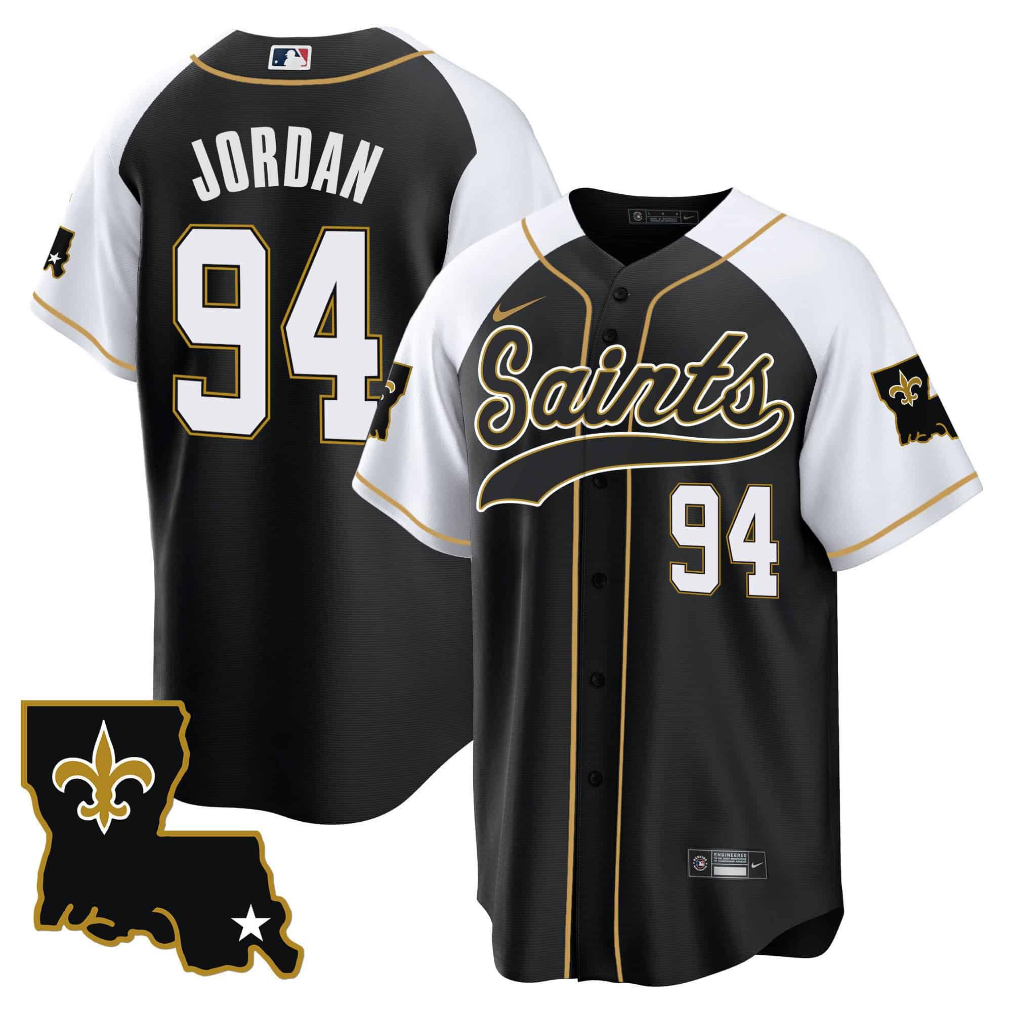 Men New Orleans Saints 94 Jordan Black 2024 Nike 1987 Legacy Cool Base NFL Jersey